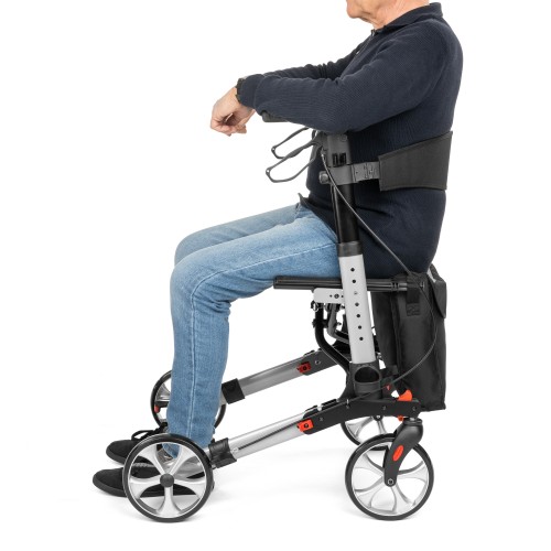 4-kolesové chodítko YOLA sivé – odľahčené, nosnosť 136 kg