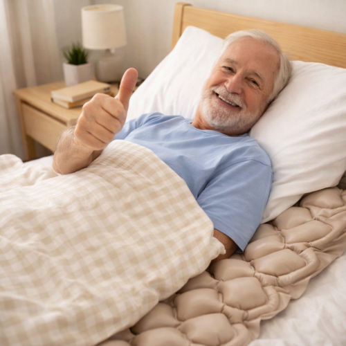 Senior na antidekubitnom matraci na posteli