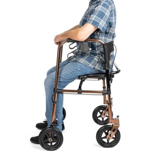 Štvorkolesové chodítko DEFENDER s brzdami a sedadlom, nosnosť 136 kg