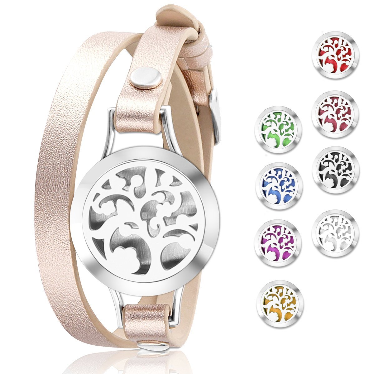 Aroma difúzny náramok Anjelské krídla dvojitý kožený remienok + Doterra wild orange 5ml