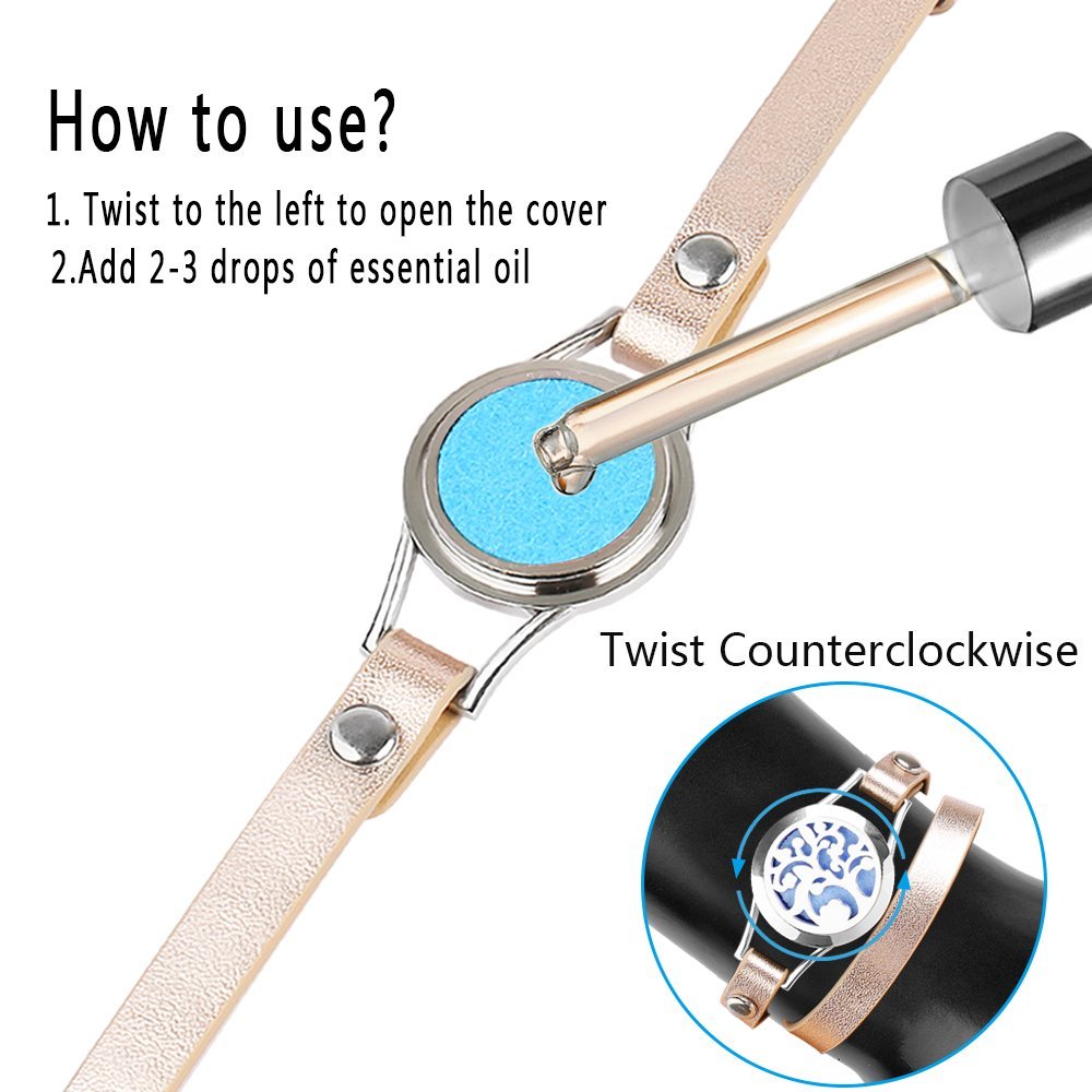 Aroma difúzny náramok Strom života dvojitý kožený remienok + Doterra wild orange 5ml