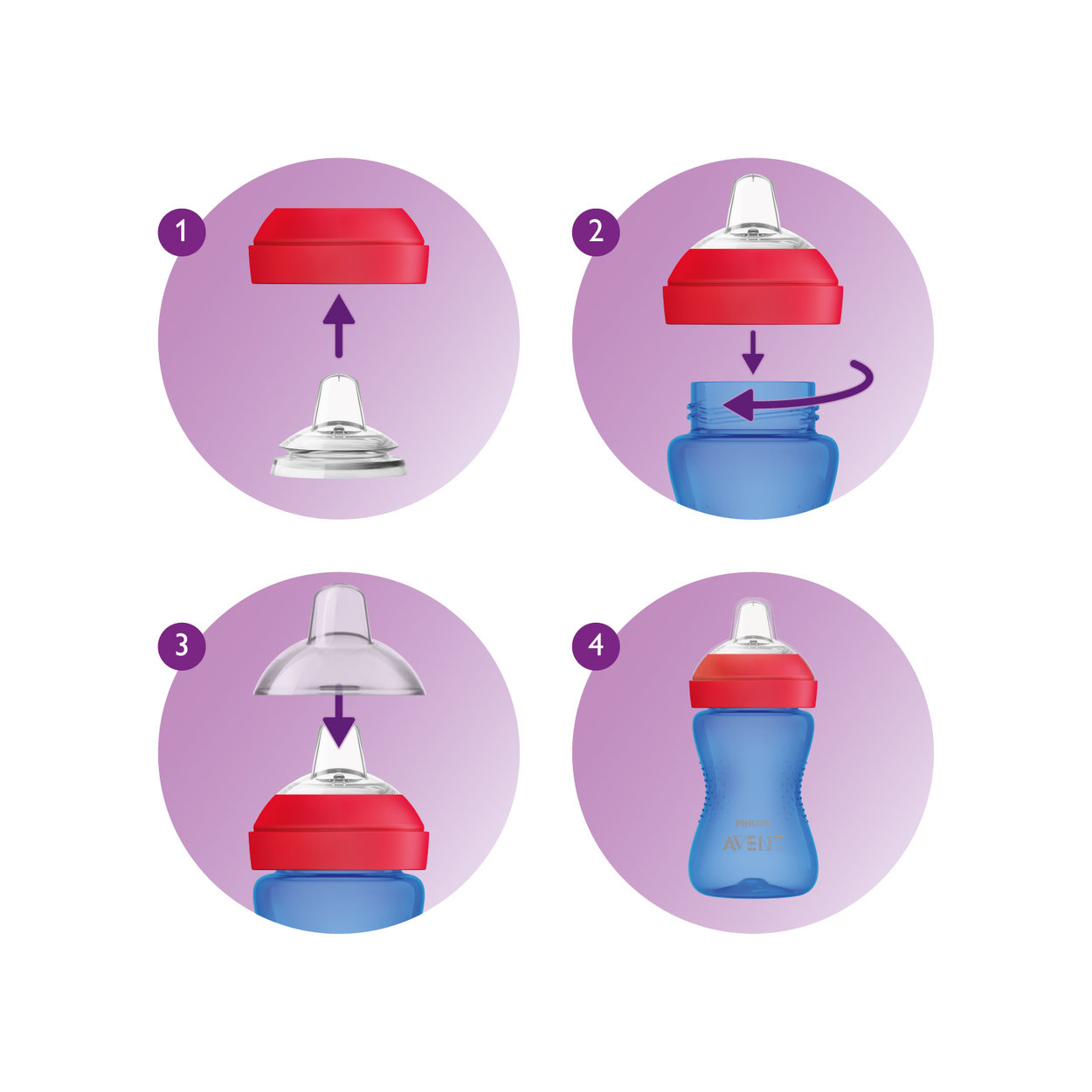 Avent hrnček 300 ml Grippy dievča s mäkkým náustkom