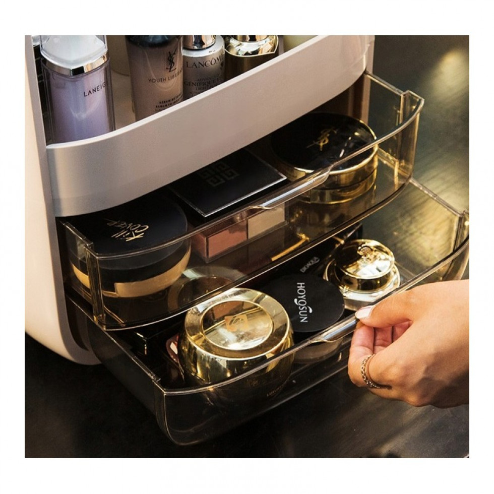 Organizér na kozmetiku so zásuvkami biely