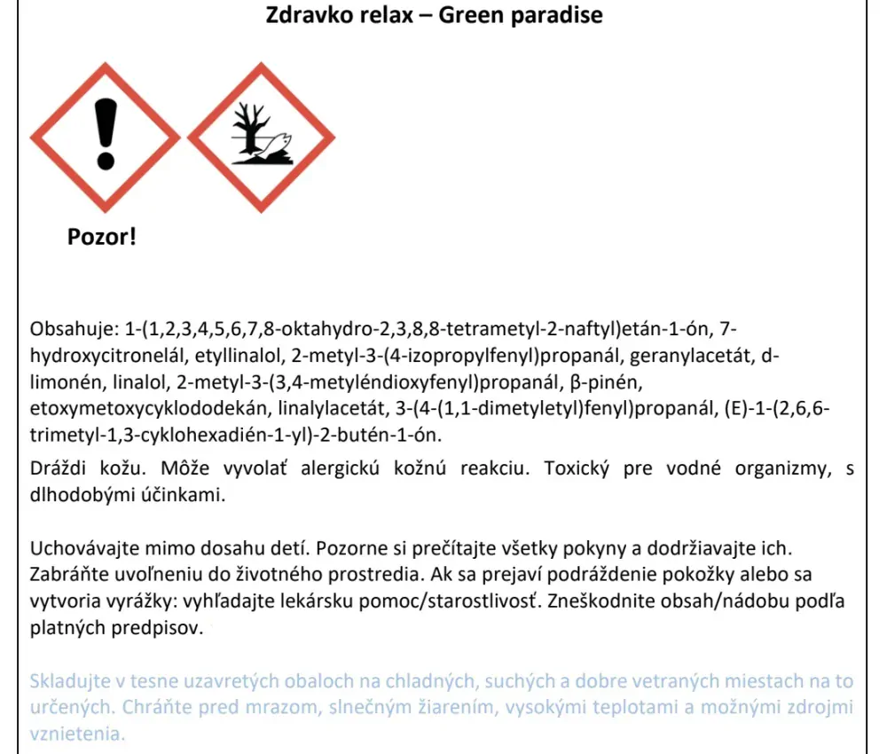 Zdravko Relax - Green paradise parfém na pranie 2x250 ml (100 pracích dávok)