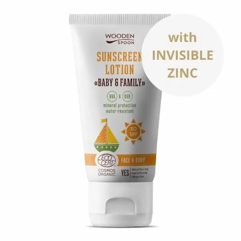 Opaľovacie telové mlieko v tube Baby & Family SPF 30 WoodenSpoon 150ml