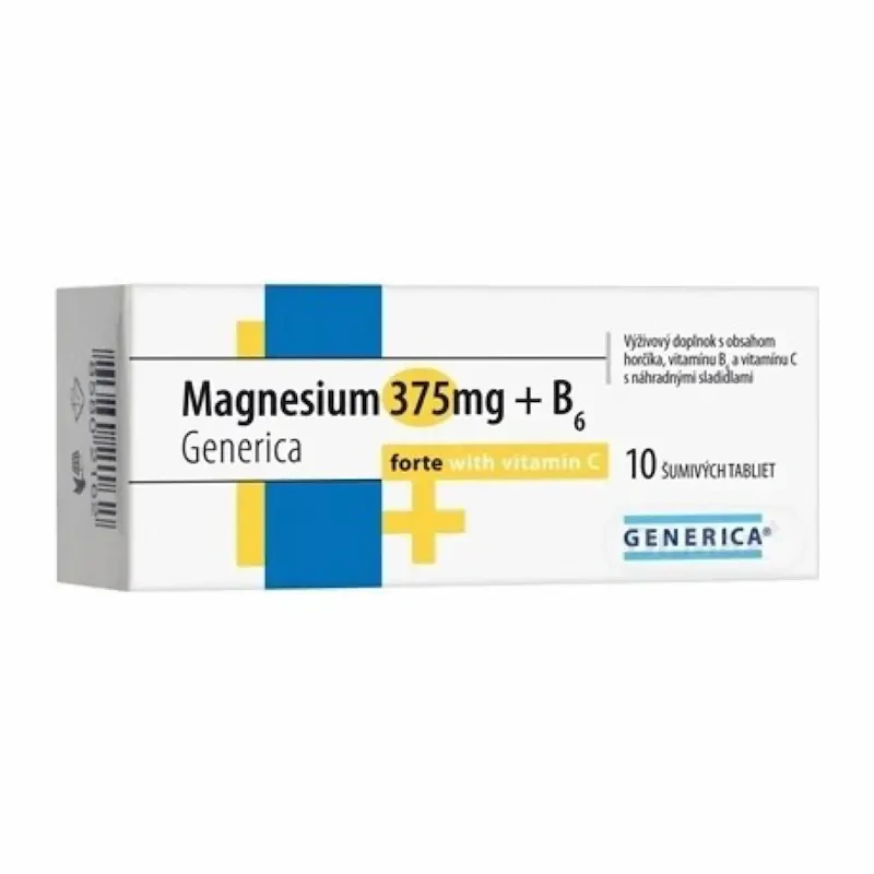 Generica Magnesium 375 mg + B6 forte s vitamínom C 10 šumivých tabliet