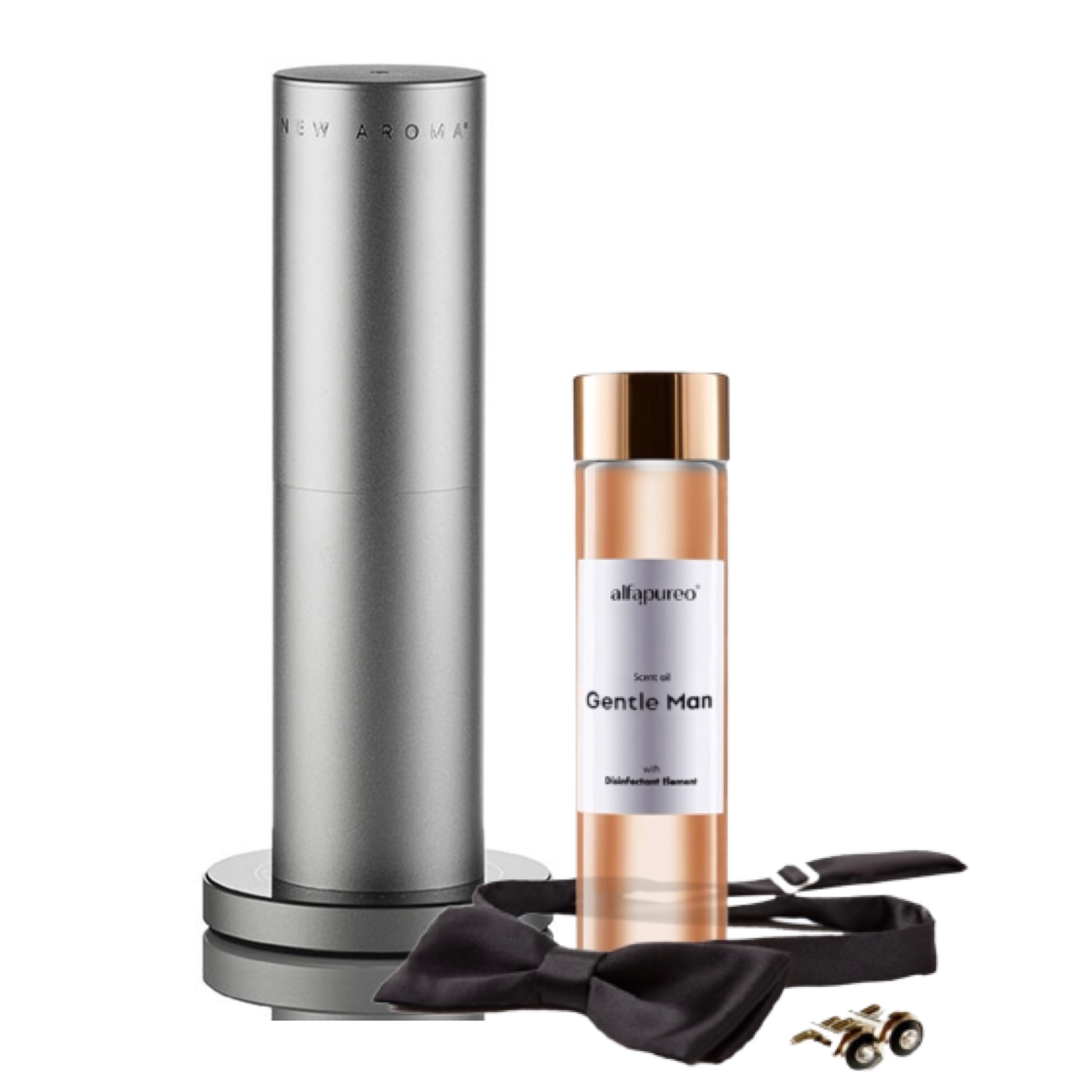 New Aroma difuzér Tower silver + 200 ml Gentle Man – dezinfekčný aroma olej