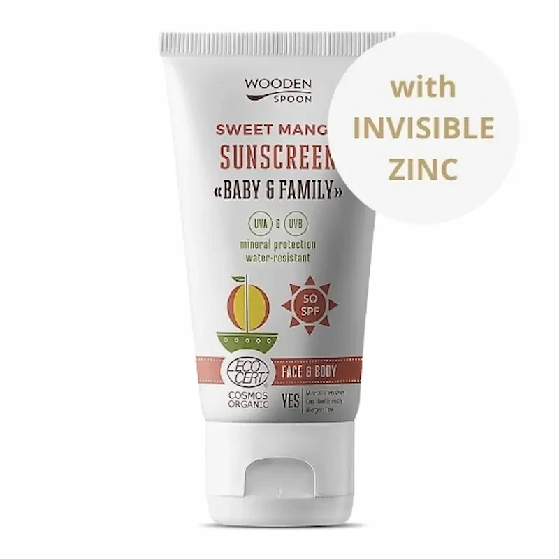Opaľovacie telové mlieko Mango Baby & Family SPF50 Wooden Spoon 150ml