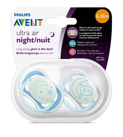Philips AVENT Cumlík Ultra air 6-18m nočný chlapec 2 ks