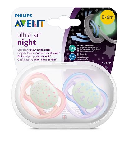 Philips AVENT Cumlík Ultra air 0-6m nočný dievča 2 ks