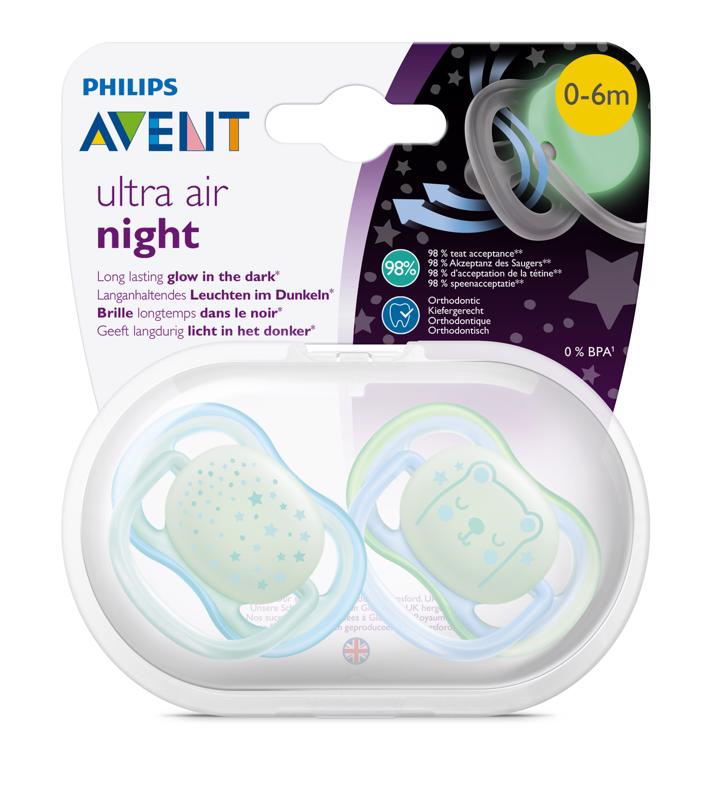Philips AVENT Cumlík Ultra air 0-6m nočný chlapec 2 ks