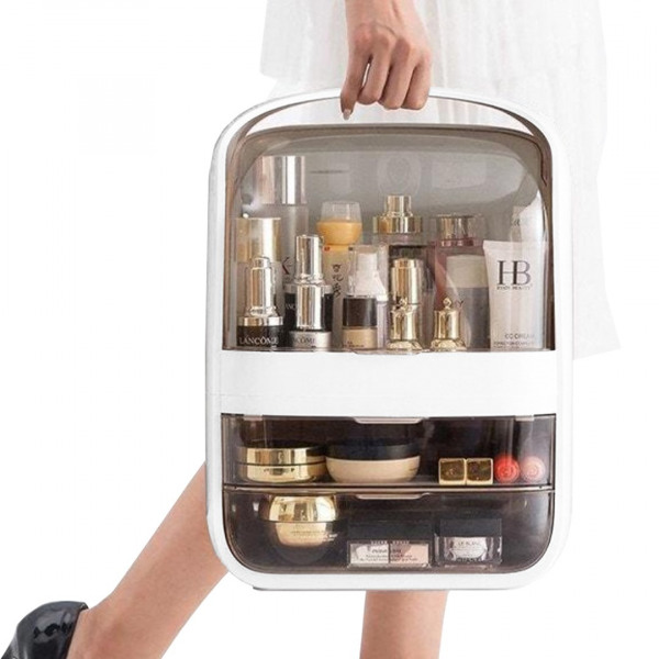 Organizér na kozmetiku so zásuvkami biely