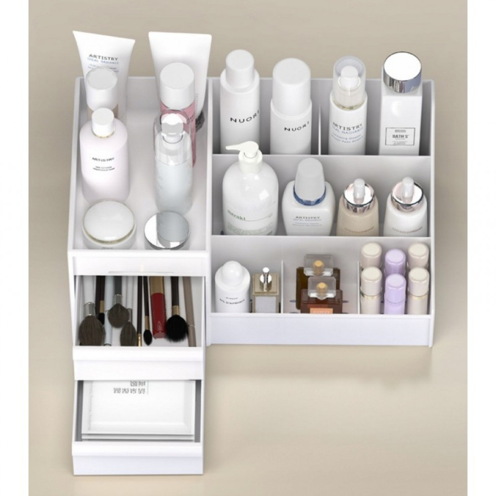 Organizér na kozmetiku s 2 zásuvkami biely