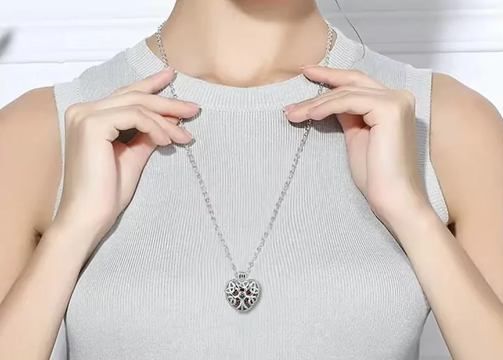 Aroma difúzny náhrdelník Srdce so zirkónom lávové kamene + doTERRA Wild orange 5ml