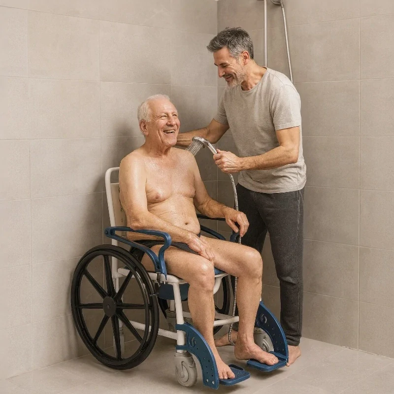 Toaletný a sprchovací vozík 3v1 SANI-TIM – pojazdný, do 120 kg