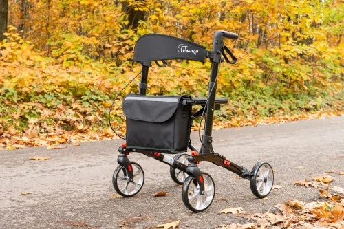 Odľahčené 4-kolesové chodítko YOLA čierne, 136 kg