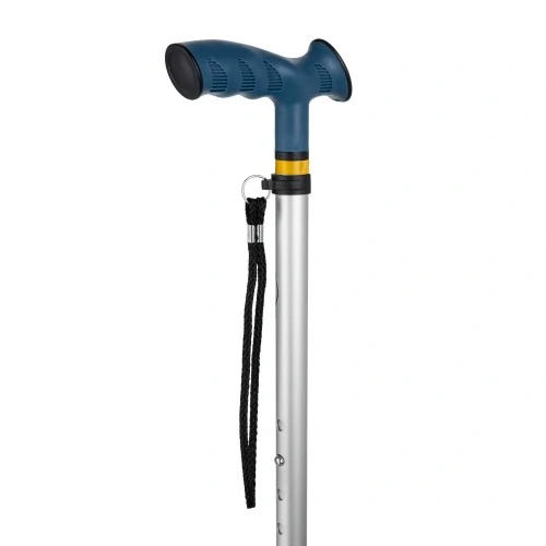 Timago vychádzková palica s ergonomickou rukoväťou a pútkom ELEGANT, strieborná