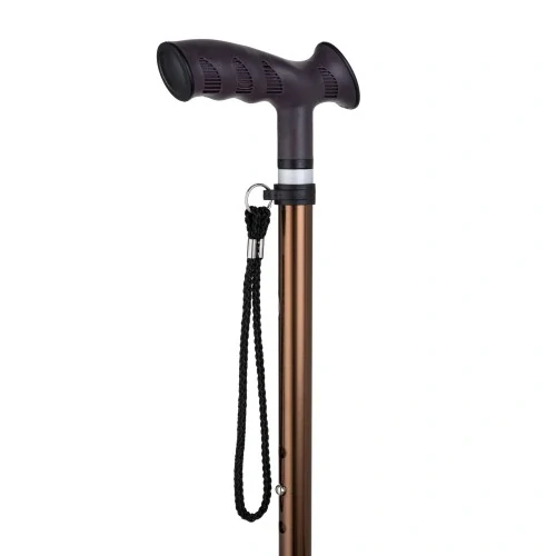 Timago vychádzková palica s ergonomickou rukoväťou a pútkom ELEGANT, hnedá