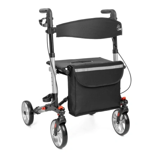 4-kolesové chodítko YOLA sivé – odľahčené, nosnosť 136 kg