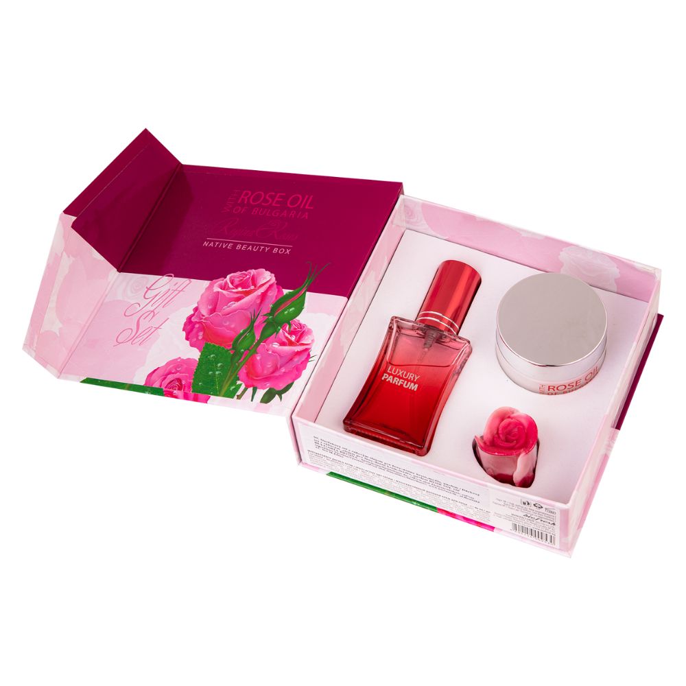 Darčekový set pre ženy - denný krém, mydlo, parfum - ROSE OIL OF BULGARIA