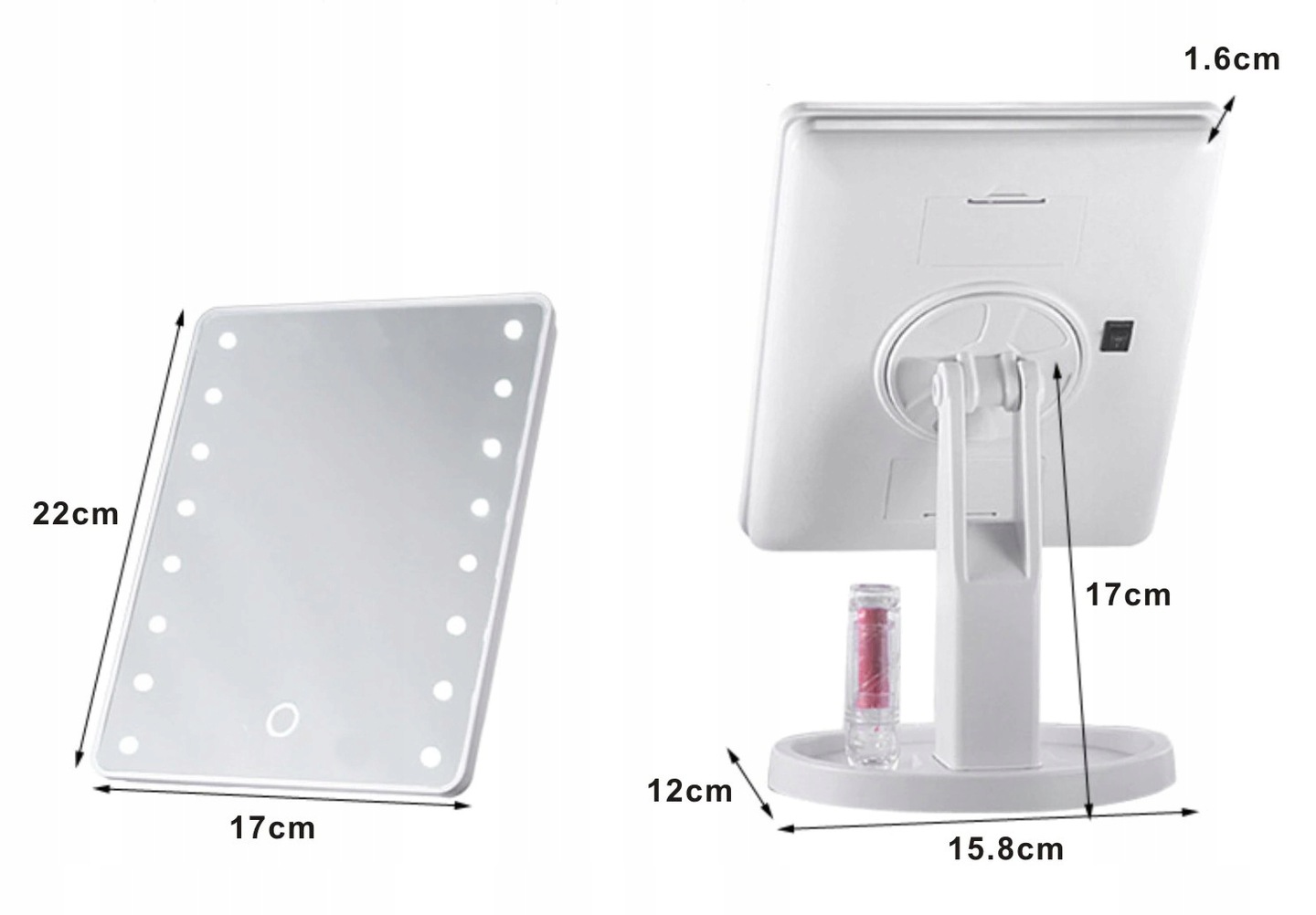 Verk 16 LED kozmetické zrkadlo biele
