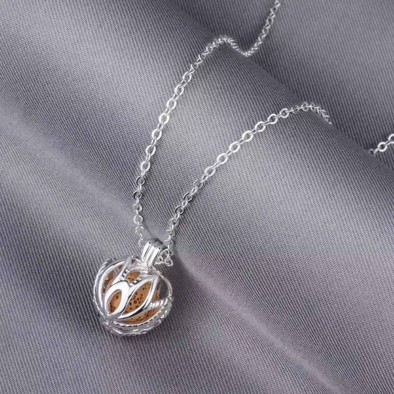 Aroma difúzny náhrdelník Lotosový kvet lávové kamene + doTERRA Wild orange 5ml