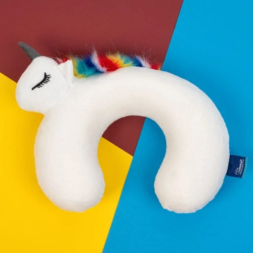 Detský cestovný vankúš s pamäťovou penou Jednorožec + maska na spanie