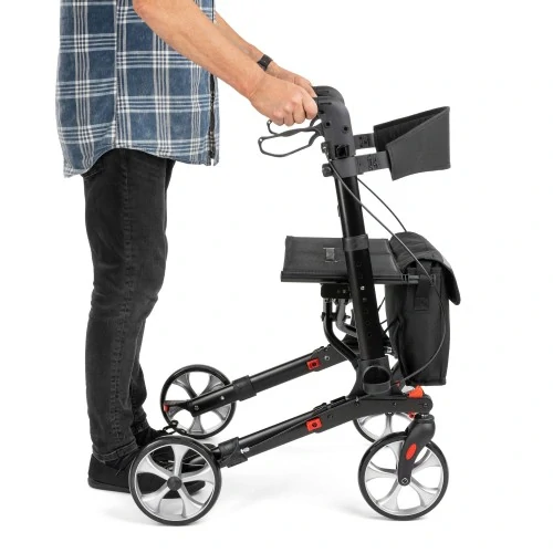 Odľahčené 4-kolesové chodítko YOLA čierne, 136 kg