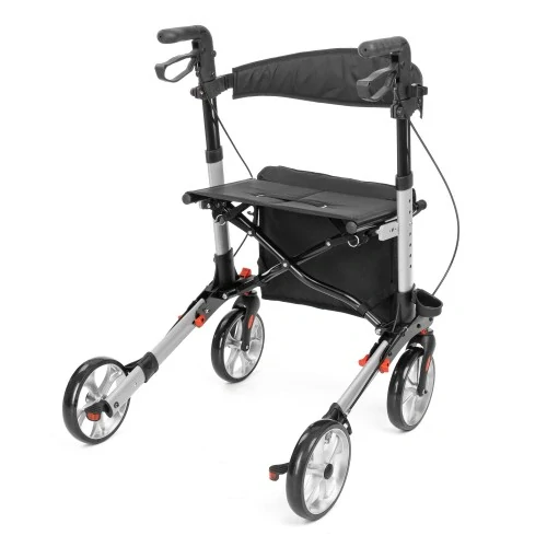 4-kolesové chodítko YOLA sivé – odľahčené, nosnosť 136 kg