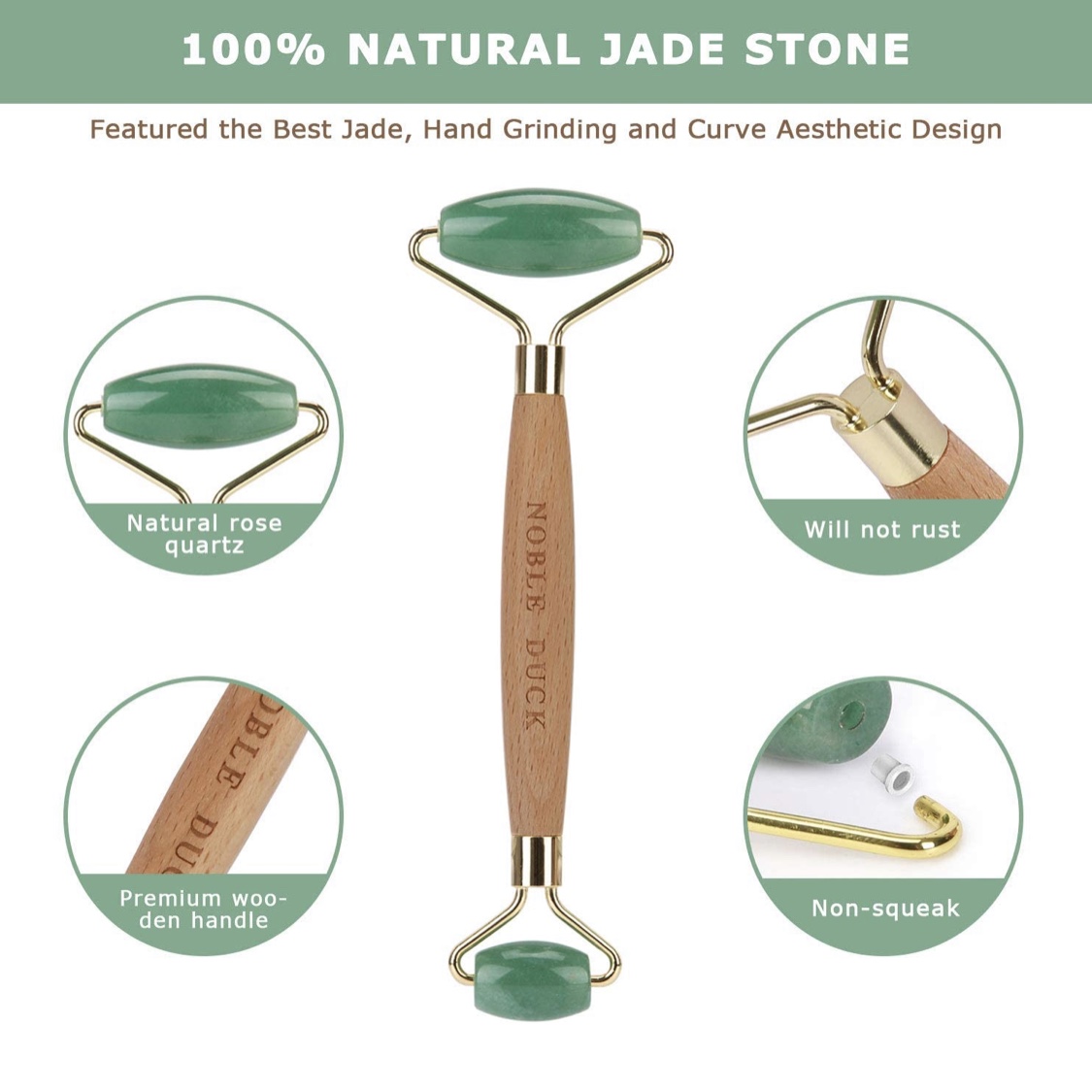 Masážny valček NOBLE DUCK Roller a Gua sha kameň - nefrit