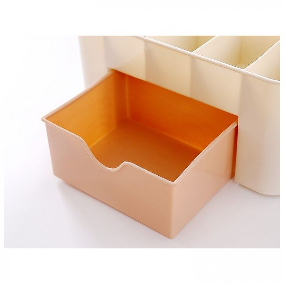 Organizér na kozmetiku so zásuvkami bielo-ružový 