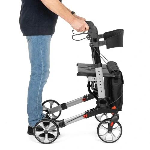 4-kolesové chodítko YOLA sivé – odľahčené, nosnosť 136 kg