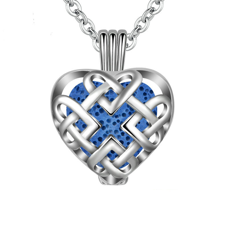 Aroma difúzny náhrdelník Srdce v mriežke lávové kamene + doTERRA Wild orange 5ml