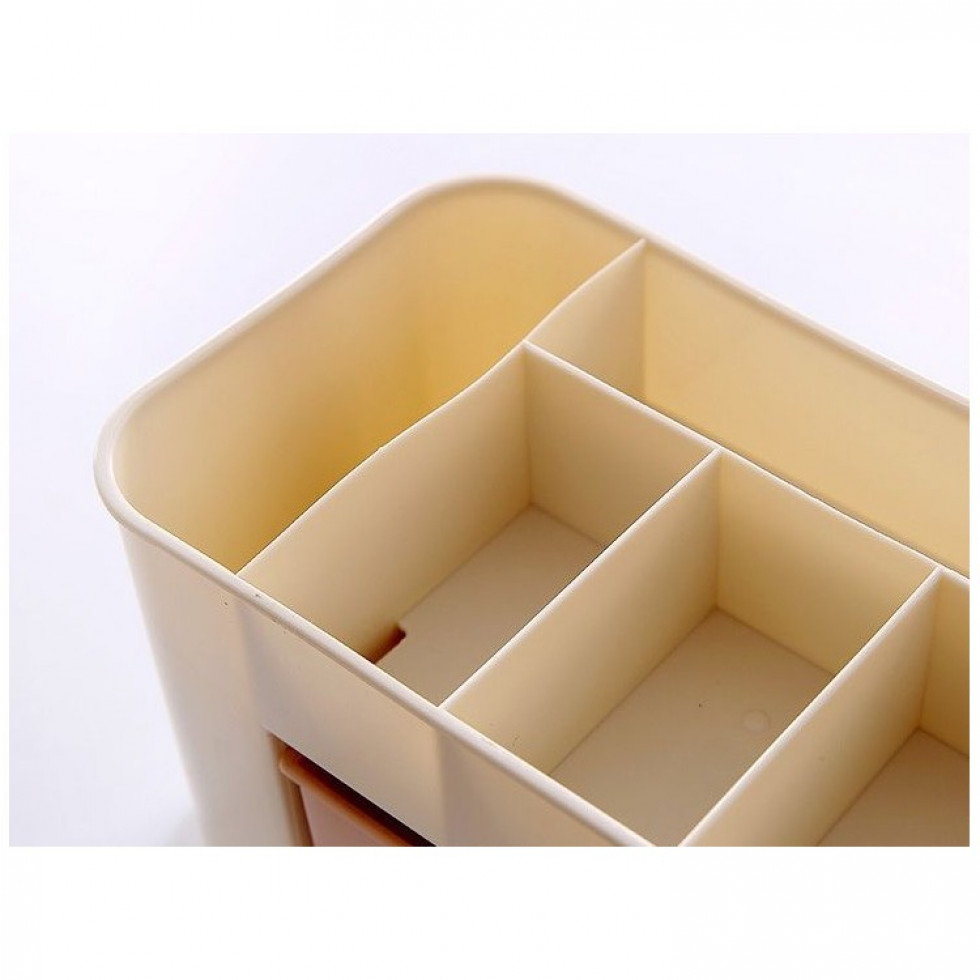 Organizér na kozmetiku so zásuvkami bielo-ružový 