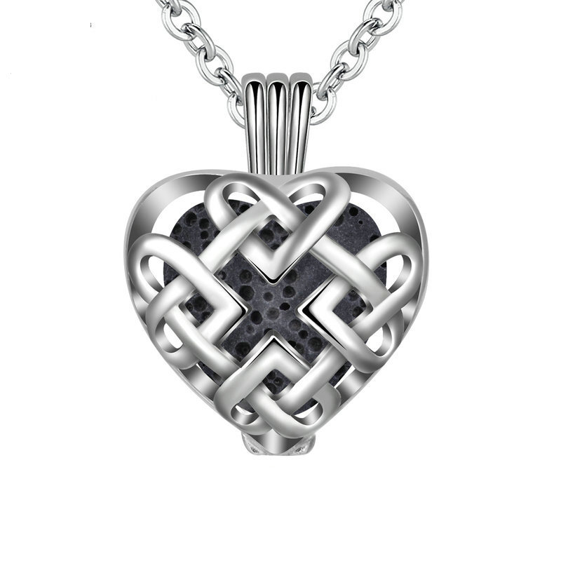 Aroma difúzny náhrdelník Srdce v mriežke lávové kamene + doTERRA Wild orange 5ml