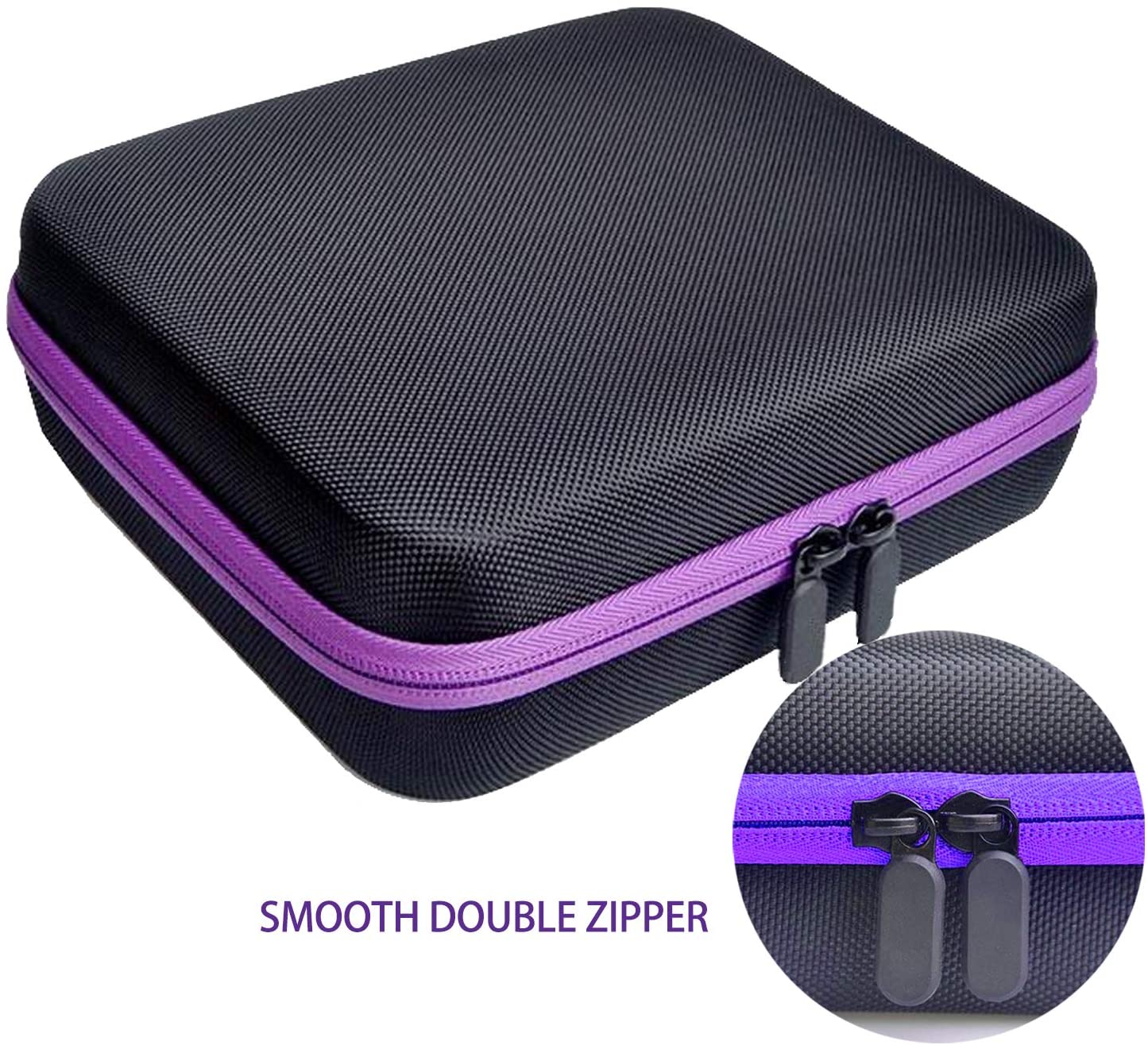 Taška na esenciálne oleje 30 x 5-15 ml čierna s fialovým lemom