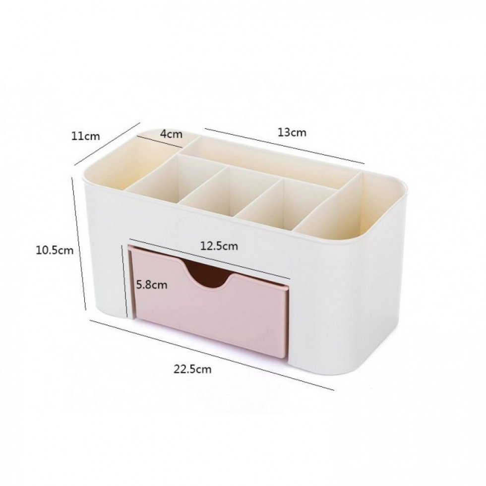 Organizér na kozmetiku so zásuvkami bielo-ružový 