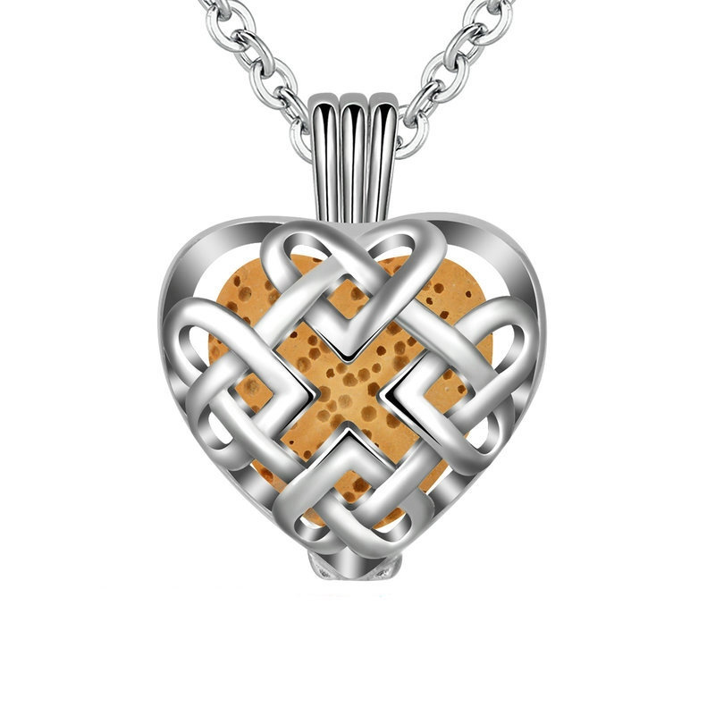 Aroma difúzny náhrdelník Srdce v mriežke lávové kamene + doTERRA Wild orange 5ml