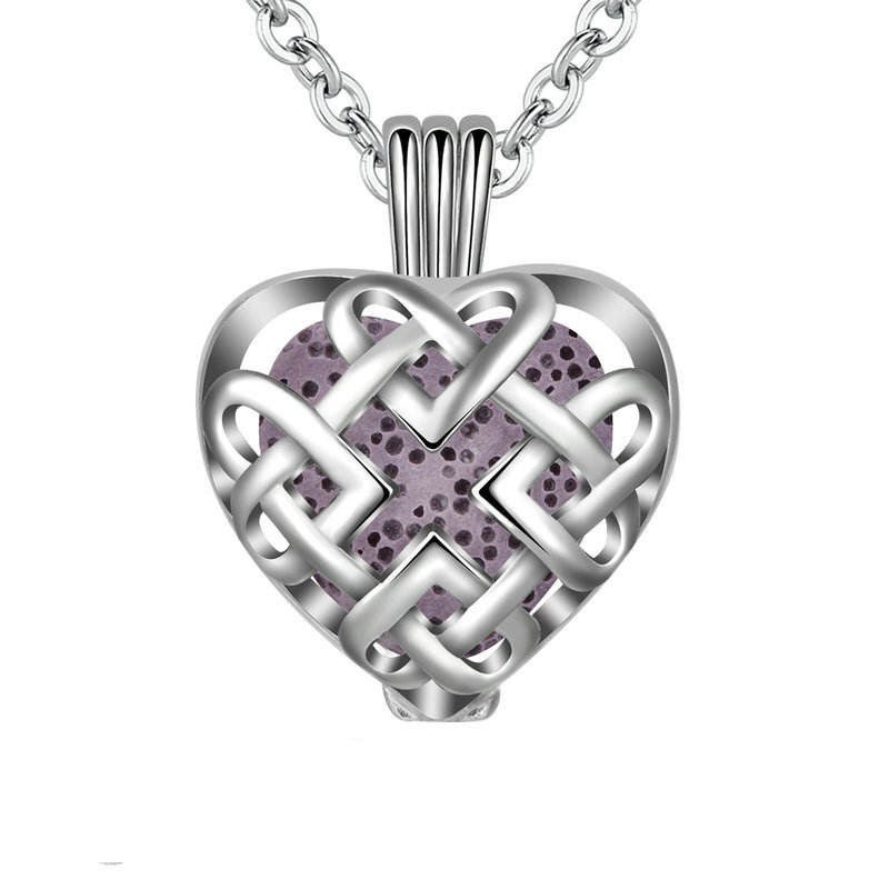 Aroma difúzny náhrdelník Srdce v mriežke lávové kamene + doTERRA Wild orange 5ml