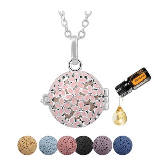 Aroma difúzny náhrdelník Cherry s lávovými kameňmi + doTERRA Wild orange 5ml