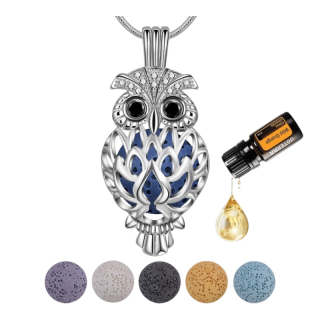 Aroma difúzny náhrdelník Sova lávové kamene + doTERRA Wild orange 5ml