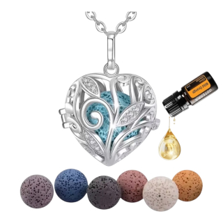 Aroma difúzny náhrdelník Srdce so zirkónovými listami lávové kamene + doTERRA Wild orange 5ml