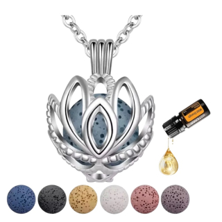 Aroma difúzny náhrdelník Lotosový kvet lávové kamene + doTERRA Wild orange 5ml