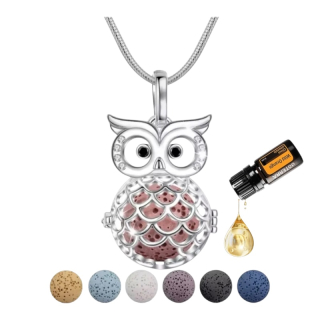 Aroma difúzny náhrdelník Sovička lávové kamene + doTERRA Wild orange 5ml