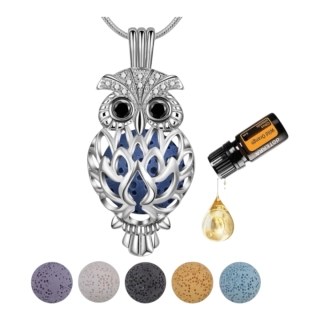 Aroma difúzny náhrdelník Sova lávové kamene + doTERRA Wild orange 5ml