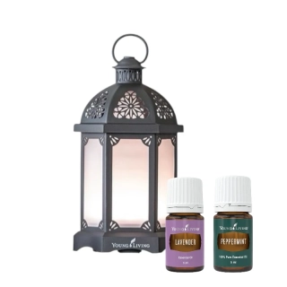 Young Living aróma difúzer Lucerna čierny antracit + lavender a peppermint 2x5ml