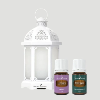 Young Living aróma difúzer Lucerna biely + lavender a peppermint 2x5ml