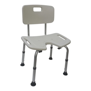 Sprchová stolička s operadlom a výrezom REHAFUND OLIWIER nastaviteľná