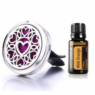 Aróma difuzér do auta srdiečka + doTERRA Wild orange 5ml