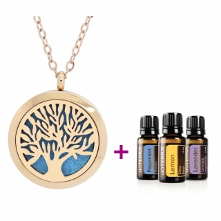 doTerra Trio esenciálnych olejov + Aroma náhrdelník Vincenza ružovo zlatý